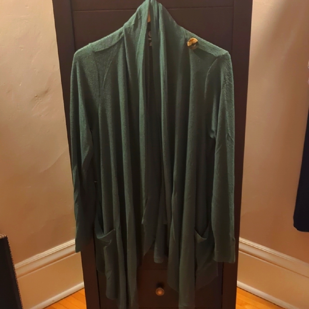 Bobeau Forest Green Open Cardigan